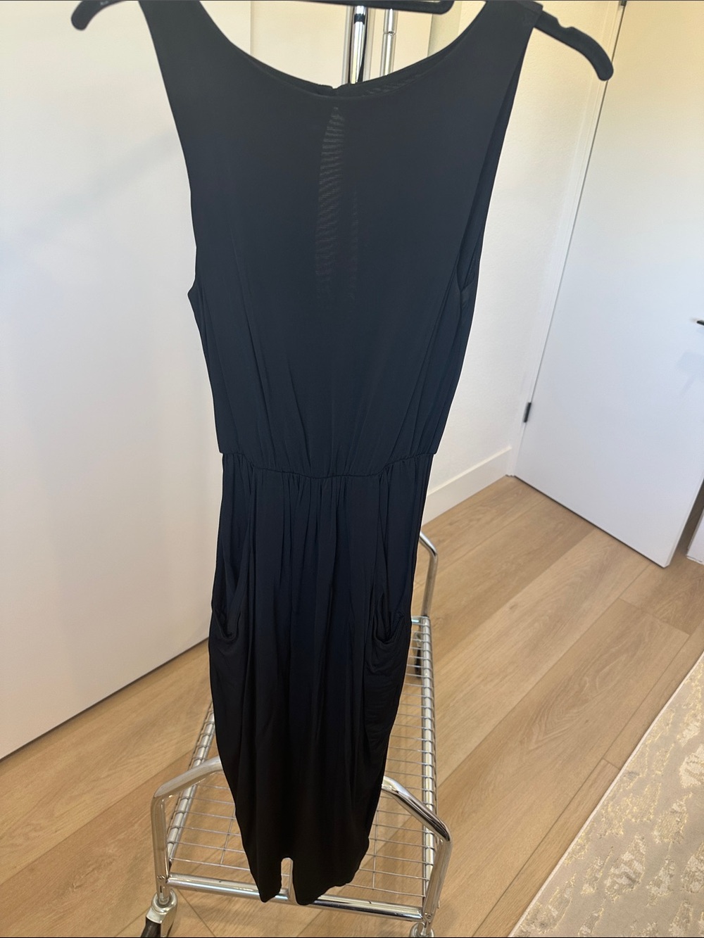 H&M Black Sleeveless Gathered-Waist Dress